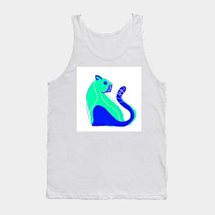 green cat in blue tail ecopop art Tank Top